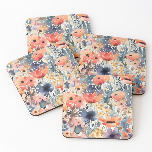 Item preview, field of flowers watercolors designed and sold by vansausart.