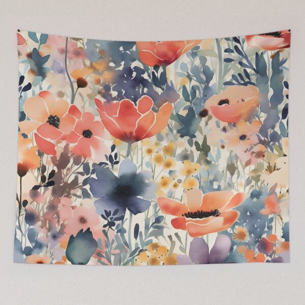 Item preview, field of flowers watercolors designed and sold by vansausart.