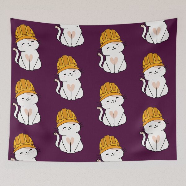 Item preview, Cats with hard hats , Feline at Work - Cat with a Hard Hat Illustration designed and sold by myabstractart _RB.
