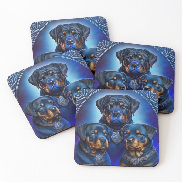 Aperçu de l'œuvre Trio de Rottweilers créée et vendue par Nocturne  Paws.