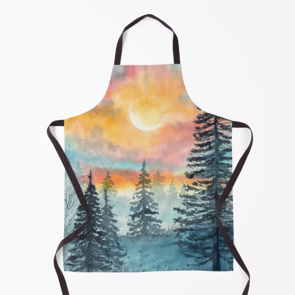 Item preview, Watercolor pink and yellow sunset in the forest designed and sold by MaryWatercolor.