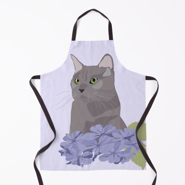 Item preview, Grey Cat Purple Flowers designed and sold by Botanical Cat.