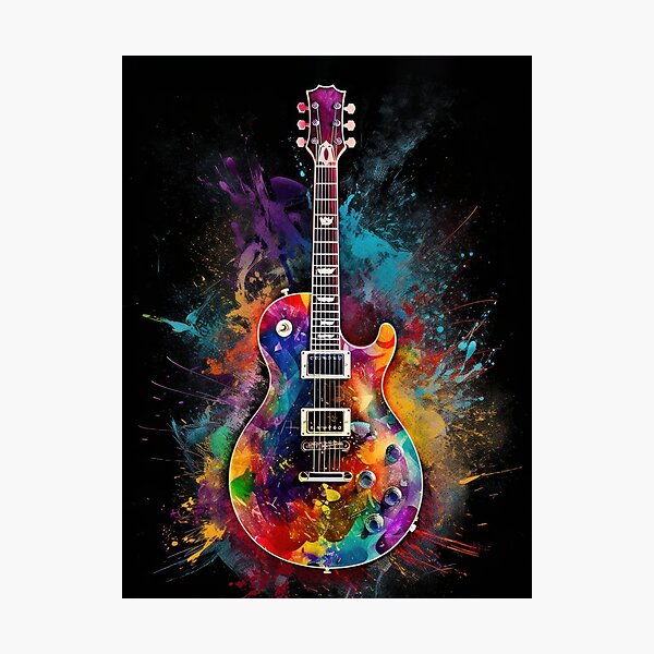 Electric guitar with exploding colors 