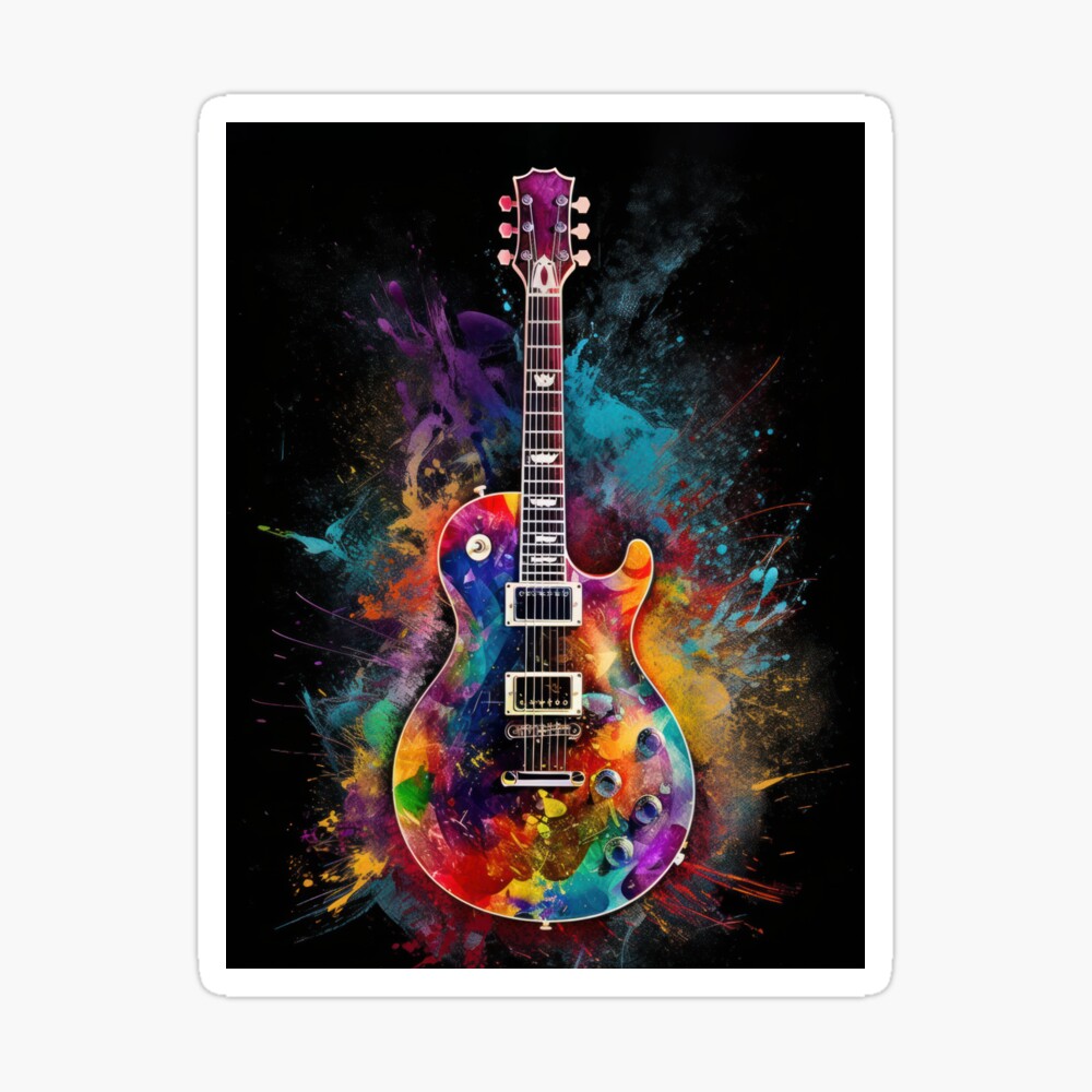 Poster for Sale avec l'œuvre « Guitare électrique aux couleurs
