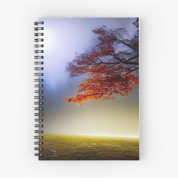 Item preview, abstract painterly colorful autumn tree on grass with fog designed and sold by kbgraphicimages.