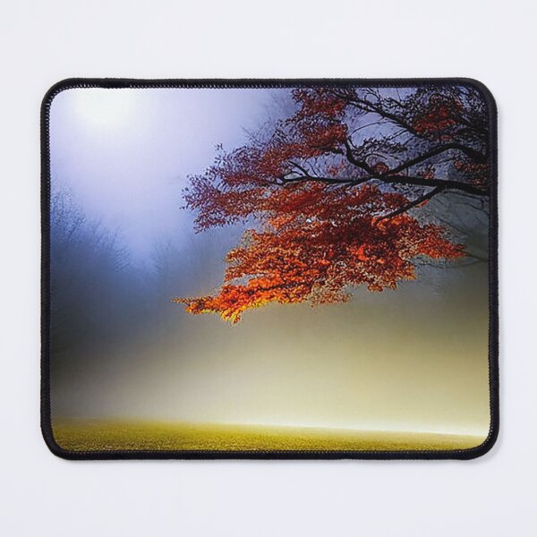 Item preview, abstract painterly colorful autumn tree on grass with fog designed and sold by kbgraphicimages.