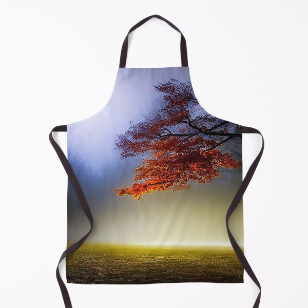 Item preview, abstract painterly colorful autumn tree on grass with fog designed and sold by kbgraphicimages.