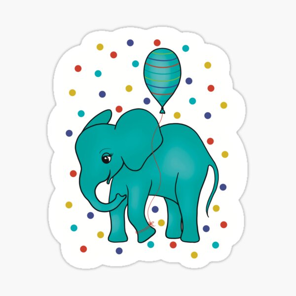Green elephant with a balloon Sticker