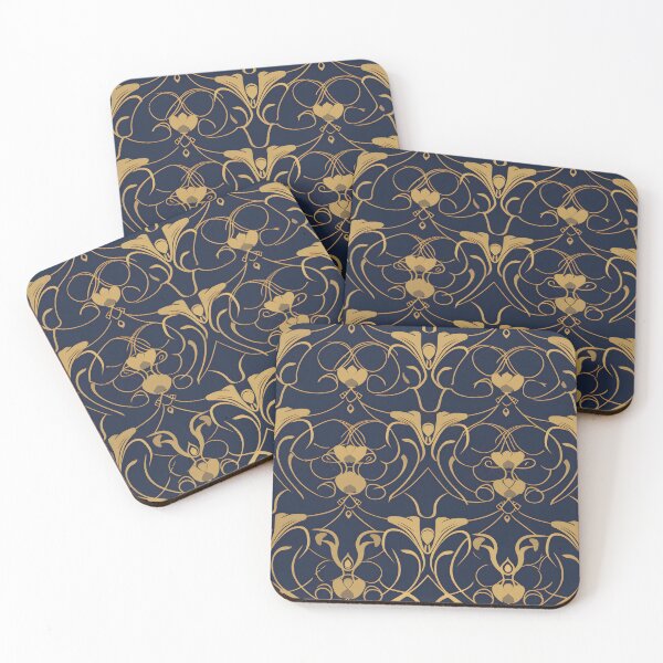 Item preview, Art Nouveau Style Navy And Gold Pattern designed and sold by JackCurtis1991.