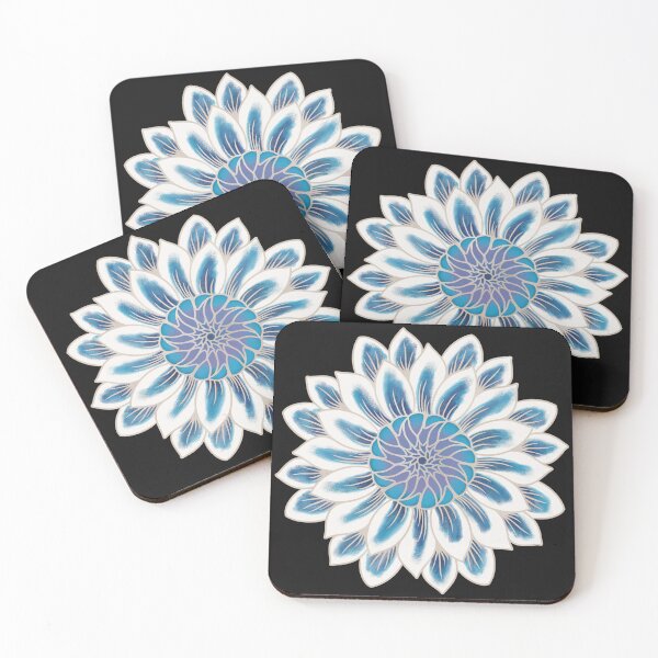 Item preview, Pretty Dahlia Flower Drawing in Cool Colors designed and sold by AloraDawnEve.