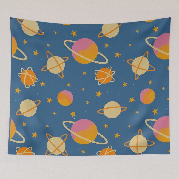 Item preview, Retro Planets and Stars in Blue Space designed and sold by Danvrie.