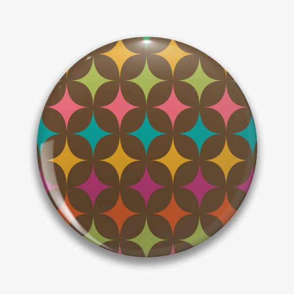 Item preview, Minimalist Mid Century Colorful Retro Stars Pattern on brown designed and sold by Yasminepatterns .