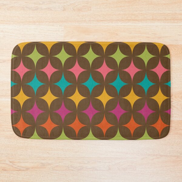 Item preview, Minimalist Mid Century Colorful Retro Stars Pattern on brown designed and sold by Yasminepatterns .