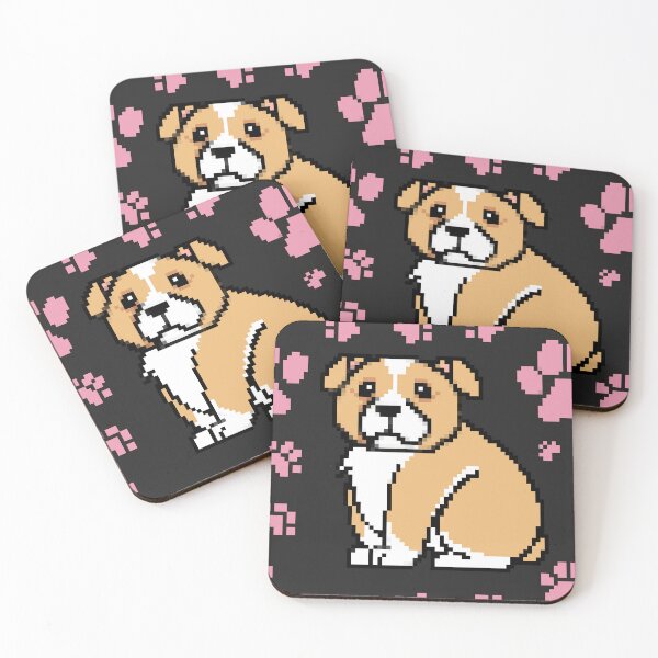 Item preview, cute doggo patterns baby pink on black designed and sold by Chaoticzarts.
