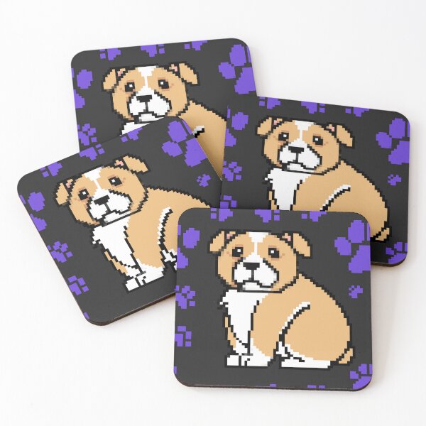 Item preview, cute doggo patterns violet on black designed and sold by Chaoticzarts.