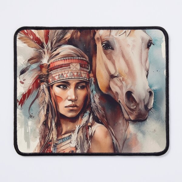 Item preview, Female Native American with her horse  designed and sold by LeafyLife.
