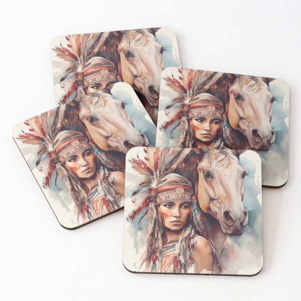 Item preview, Female Native American with her horse  designed and sold by LeafyLife.