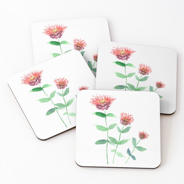 Item preview, Bee Balm - Watercolor Red Florals - Garden Flowers designed and sold by PinkBathtubArt.