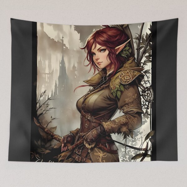 Item preview, Huntress Queen of the Forest Fantasy Watercolor designed and sold by MudbloodStore.