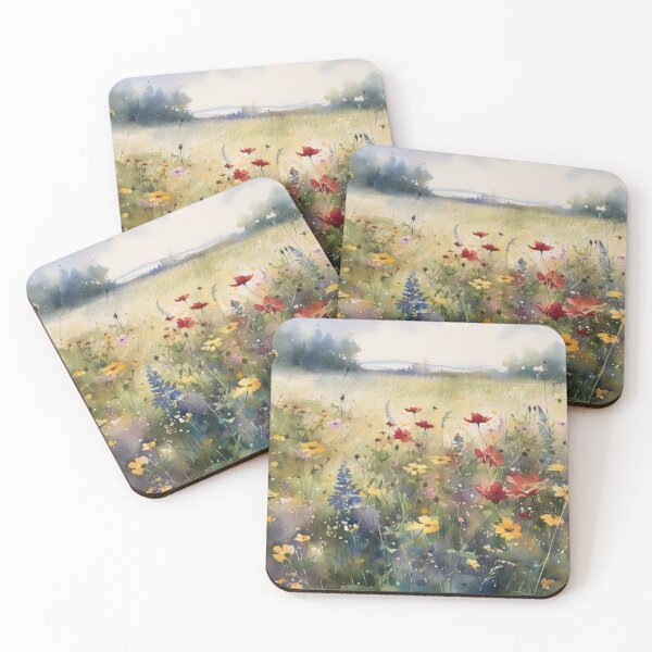 Item preview, Watercolor wildflower field designed and sold by LeafyLife.