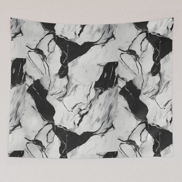 Aperçu de l'œuvre Motif effet marbre noir et blanc abstrait moderne créée et vendue par shashtopia.