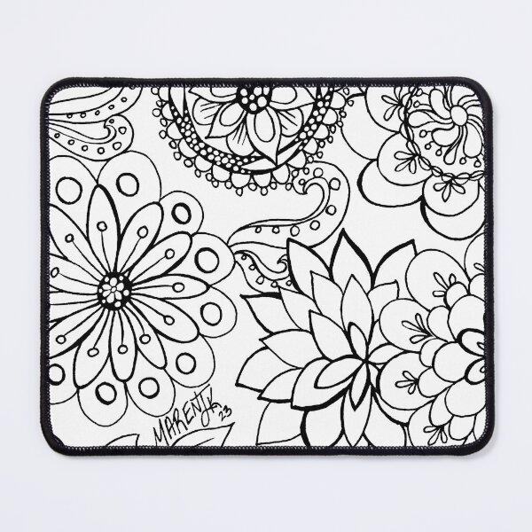 Item preview, Floral Doodle in Black and White designed and sold by MarenPaintsJoy.