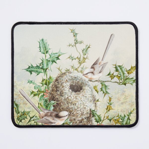 Item preview, Coral Buntings and Their Nest in a Holly Tree designed and sold by CaraEmery.