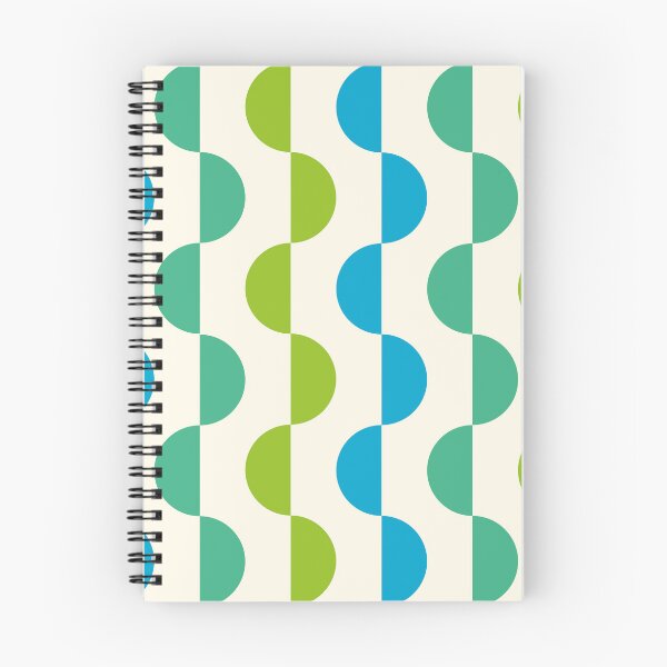 Item preview, Minimalist Mid century modern abstract Blue and Green half circles pattern  designed and sold by Yasminepatterns .