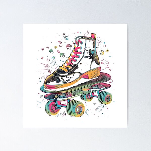 Athlete Skater Inline Speed Skating Cartoon Retro Drawing Posters, Art  Prints by - Interior Wall Decor #1694526