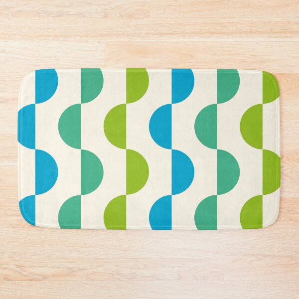Item preview, Minimalist Mid century modern abstract Blue and Green half circles pattern  designed and sold by Yasminepatterns .