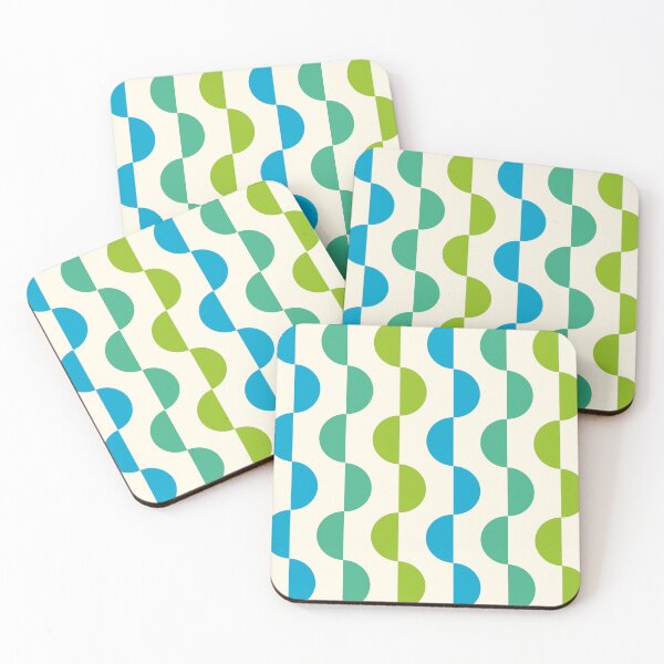 Item preview, Minimalist Mid century modern abstract Blue and Green half circles pattern  designed and sold by Yasminepatterns .