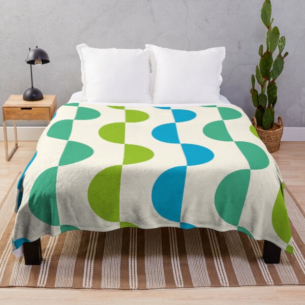 Item preview, Minimalist Mid century modern abstract Blue and Green half circles pattern designed and sold by Yasminepatterns .
