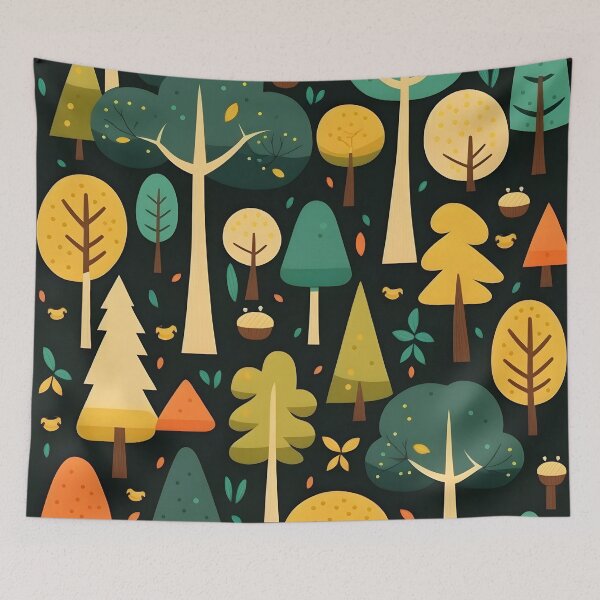 Item preview, Colorful forest at night designed and sold by MidgardWonders.