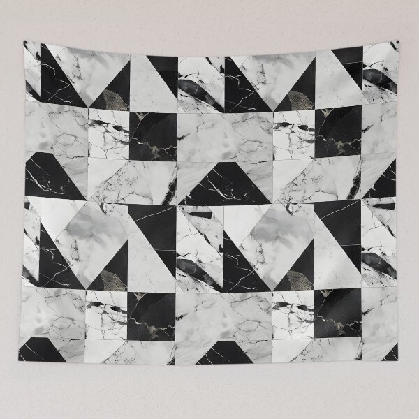 Aperçu de l'œuvre Motif effet marbre noir et blanc abstrait moderne créée et vendue par shashtopia.