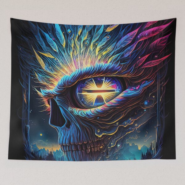Item preview, Visionary skull art fused with tenebrism and synthwave designed and sold by RK - Shop.