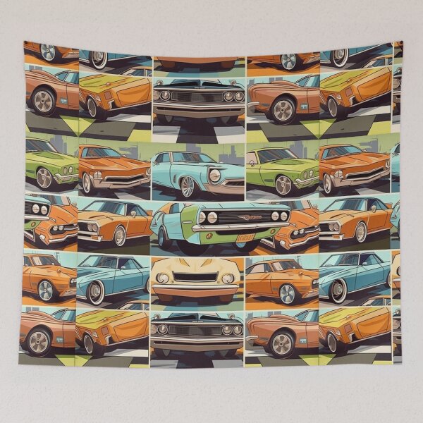Item preview, 1970's style cartoon cars in grid designed and sold by OnlyShowers.