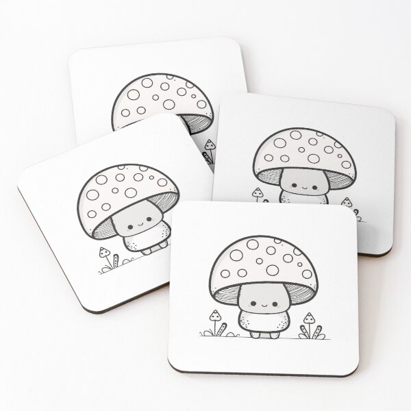 Item preview, Add Some Simplicity to Your Life with our Black and White Kawaii Mushroom Design designed and sold by TVBArchive.