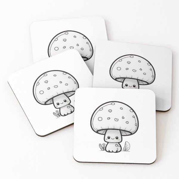Item preview, Add Some Simplicity to Your Life with our Black and White Kawaii Mushroom Design designed and sold by TVBArchive.