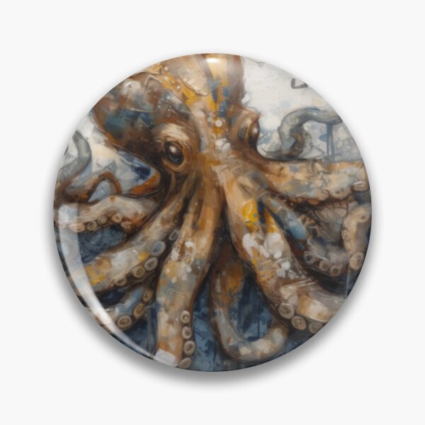 Item preview, Octopus III Open Tentacle Undersea Oil Palette Painting in Neutral Colors designed and sold by acrylicartp.