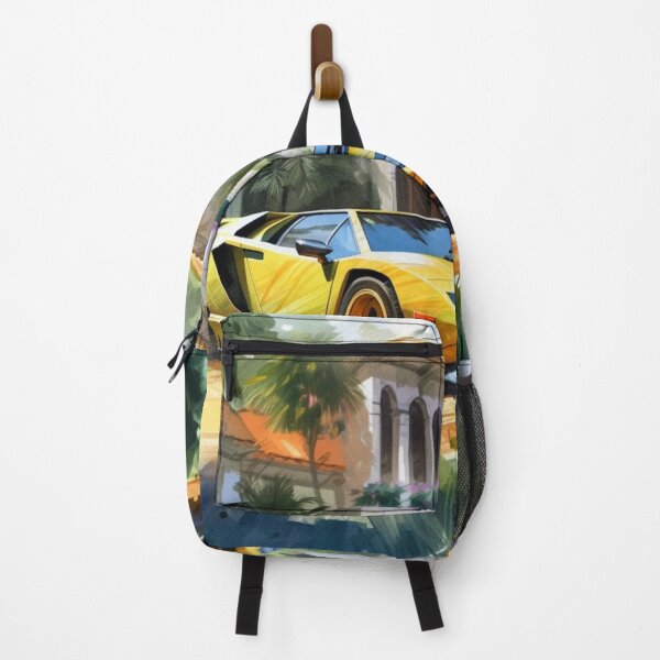 Item preview, Watercolor illustration of a yellow Lamborghini Countach designed and sold by LeafyLife.