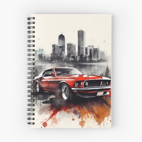 Item preview, Watercolor illustration of a red 1969 Ford Mustang Boss 429 designed and sold by LeafyLife.