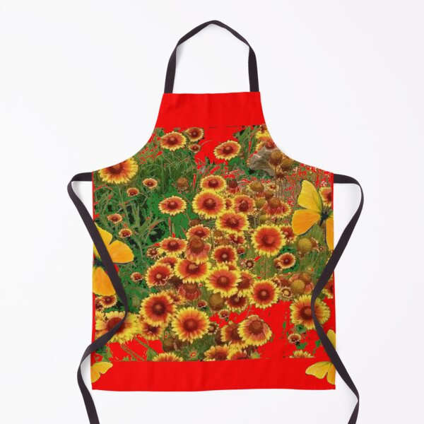 Item preview, ABSTRACTED YELLOW BUTTERFLIES FLORAL RED COLOR ART designed and sold by sharlesart.