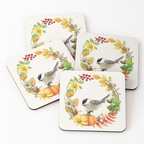 Item preview, Fall Wreath with Chickadee designed and sold by Tracy Lizotte Studios.