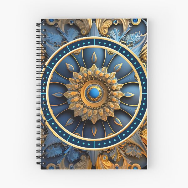 Item preview, #Flower Art medallion Blue and gold designed and sold by deluxelion.