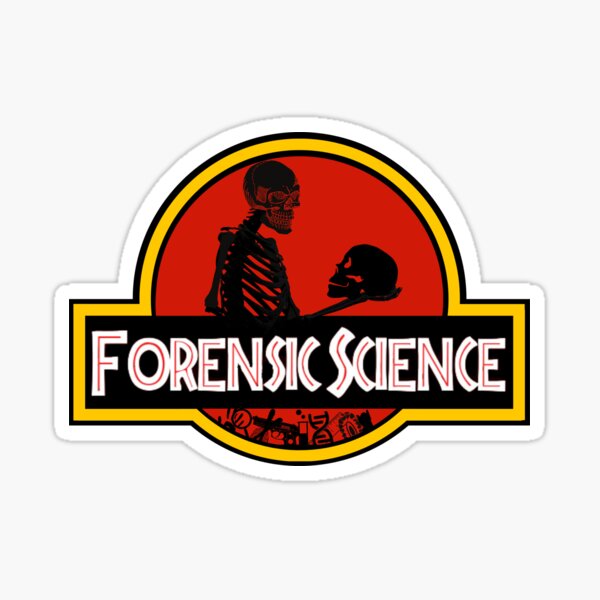 Vista previa del artículo con la obra «Logotipo de esqueleto de dinosaurio de ciencia forense», diseñado y vendido por SceneOfTheCrime.