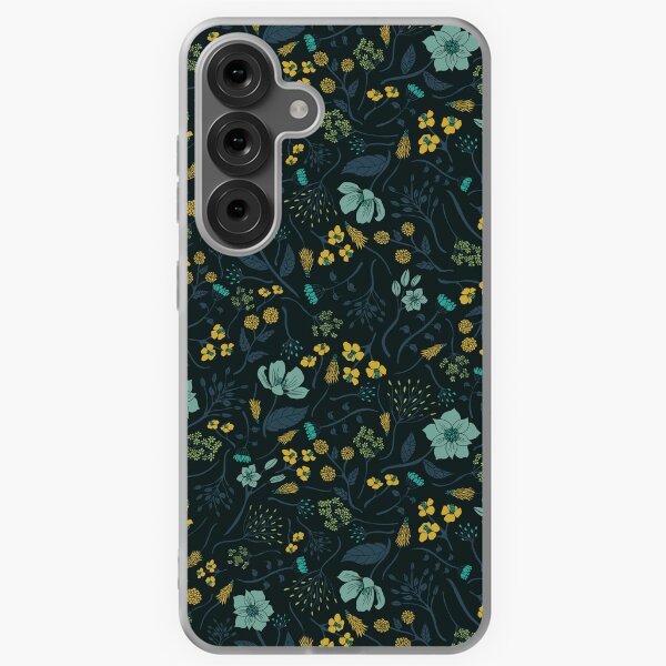 Aperçu de l'œuvre Motif Floral Turquoise, Jaune, Vert et Bleu Foncé créée et vendue par somecallmebeth.