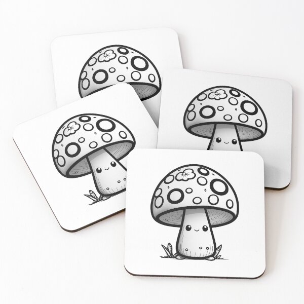 Item preview, Add Some Minimalist Cuteness to Your Life with our Cute Black & White Mushroom Toadstool Sticker designed and sold by TVBArchive.