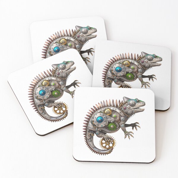 Item preview, Silver Bio-Mechanical Steampunk Chameleon  designed and sold by BoxOfGraphics.