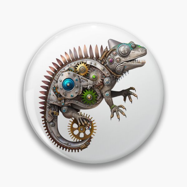 Item preview, Silver Bio-Mechanical Steampunk Chameleon  designed and sold by BoxOfGraphics.