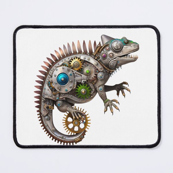 Item preview, Silver Bio-Mechanical Steampunk Chameleon designed and sold by BoxOfGraphics.